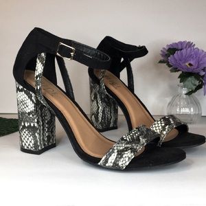 Ankle Strap Cutout Heeled Sandals